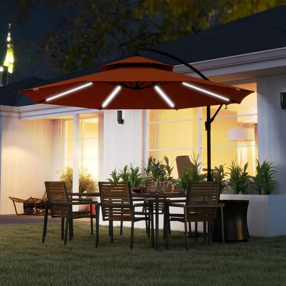 Buy 3(m) Cantilever Banana Parasol - Orange, 2 image