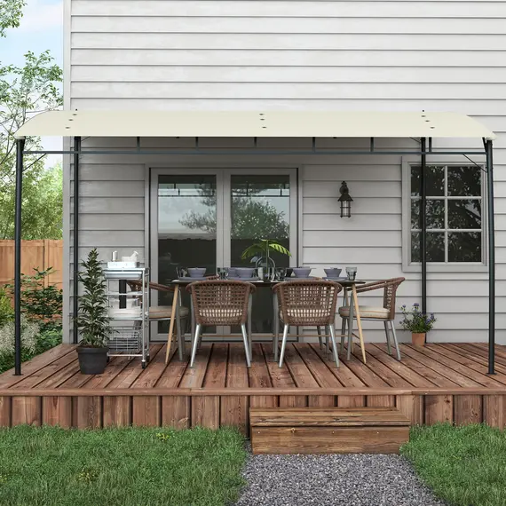 Buy 3 x 4m Metal Frame Pergola - Cream, 7 image
