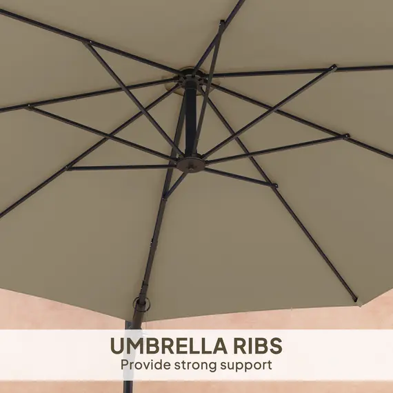 Buy 3(m) Wall-Mounted Parasol Shade, with Handle - Khaki, 7 image