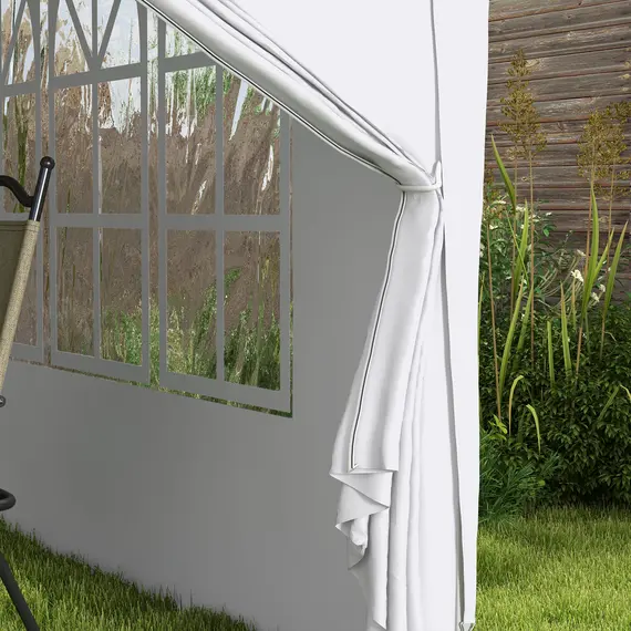 Buy 3 x 3m Pop Up Gazebo, Wedding Party Canopy Tent Marquee with Carry Bag and Windows, White, 9 image