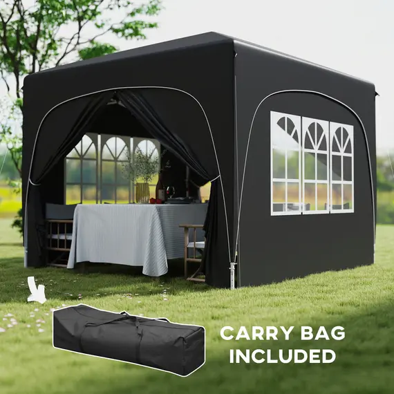 Buy  3 x 3m Pop-Up Gazebo Shelter, with Accessories - Black, 7 image