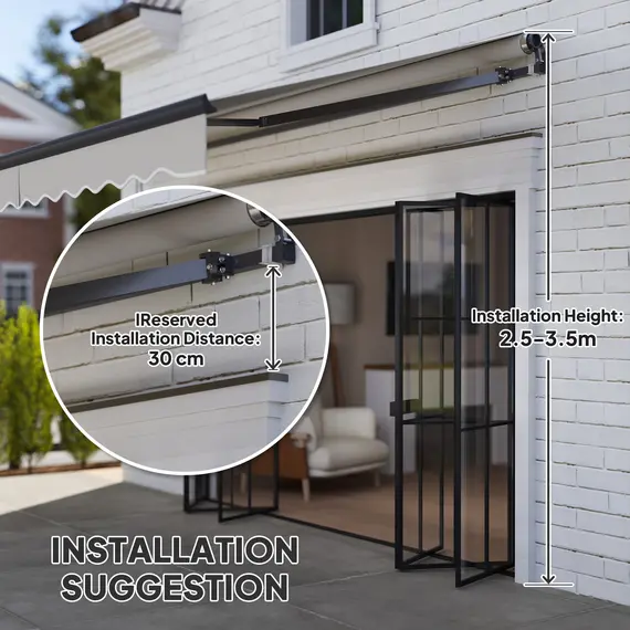 Buy 3.5 x 3(m) Electric Awning with Remote Controller, Aluminium Frame DIY Retractable Awning, UV30+ Sun Shade Canopy for Garden Patio Deck Door Window, Light Grey, 7 image