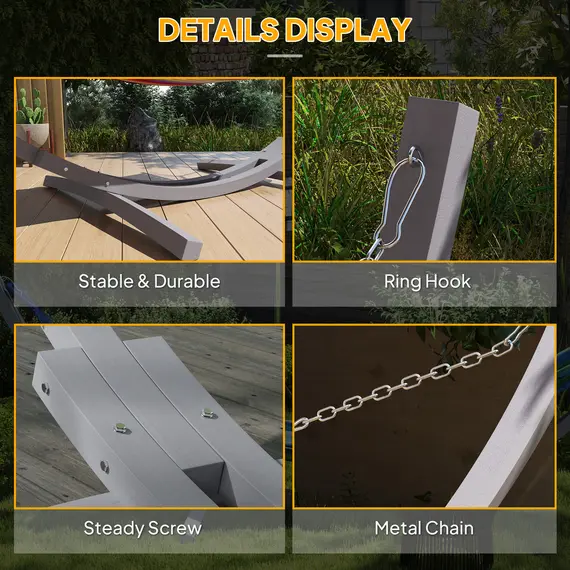 Buy 3.25m Wooden Hammock Stand Universal Fit Garden Picnic Camp Accessories, Grey, 5 image