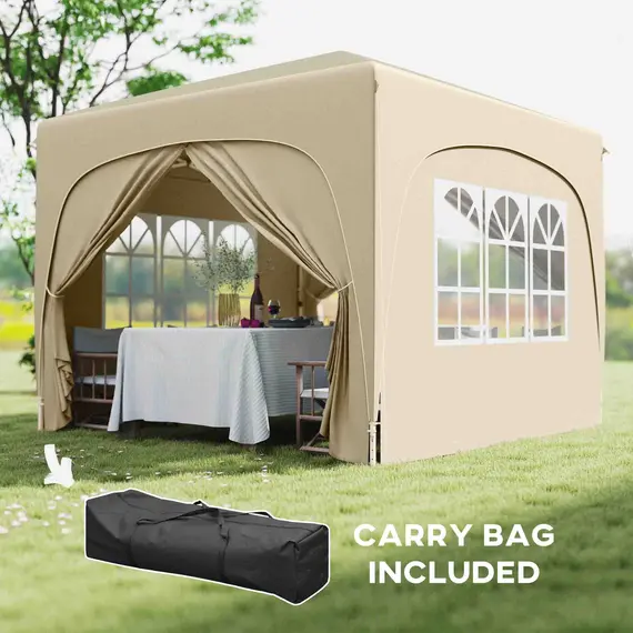 Buy 3 x 3m Pop-Up Gazebo Shelter, with Accessories - Sand, 7 image
