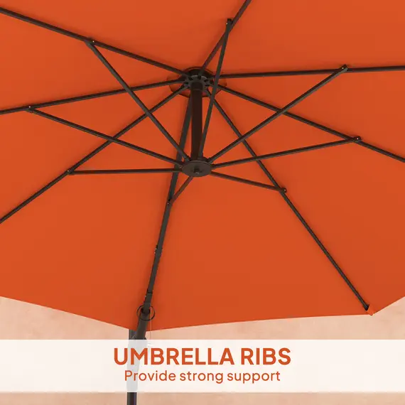 Buy 3(m) Wall-Mounted Parasol Shade, with Handle - Orange, 7 image