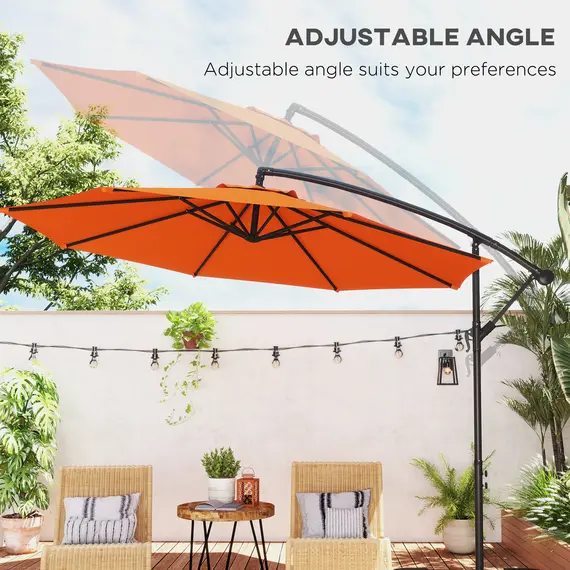 Buy 3(m) Overhanging Parasol, with Base - Orange, 5 image