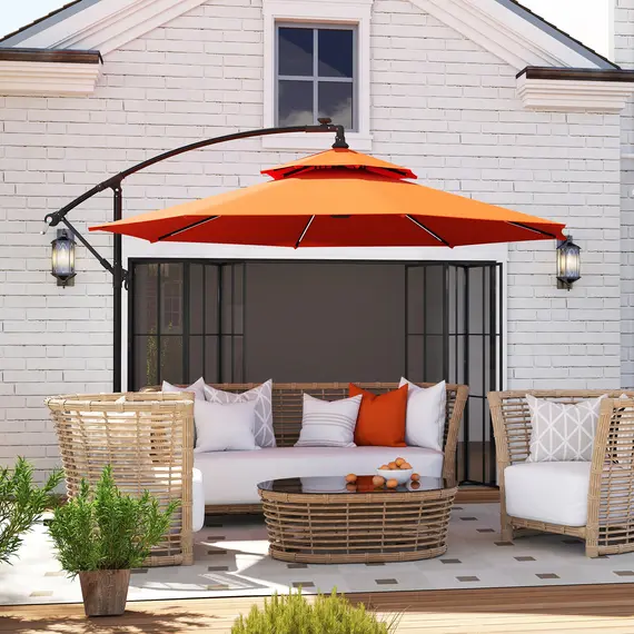 Buy 3(m) Cantilever Banana Parasol - Orange, 8 image