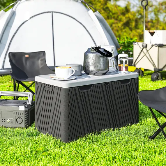 Buy 380L Waterproof Outdoor Storage Box, with Lockable Lid - Black, 9 image