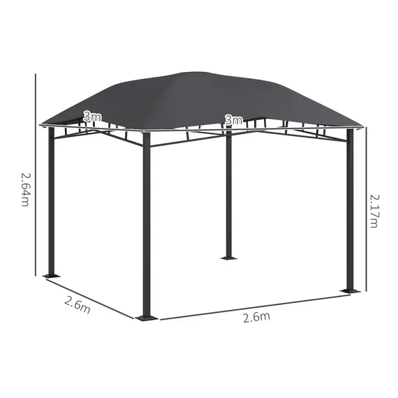 Buy 3x3(m) Outdoor Gazebo Garden Gazebo Pavilion Sunshade Canopy Tent with Steel Frame, Grey, 3 image