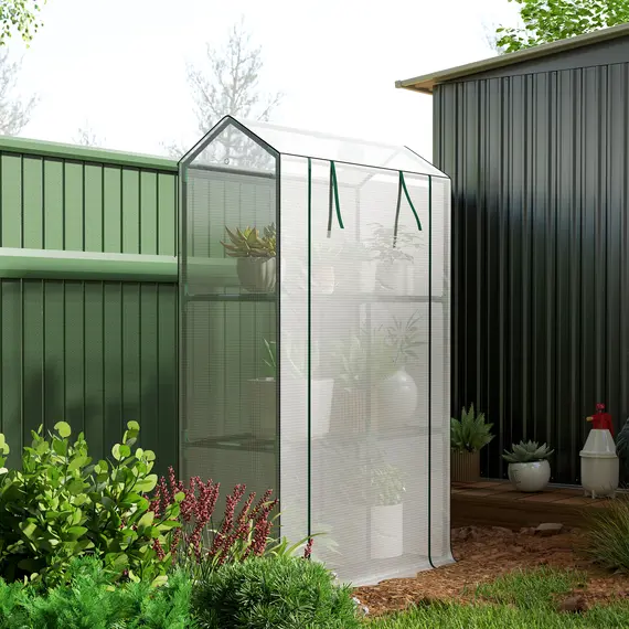 Buy 40 x 100cm Three Shelf Steel Frame Greenhouse - White, 9 image