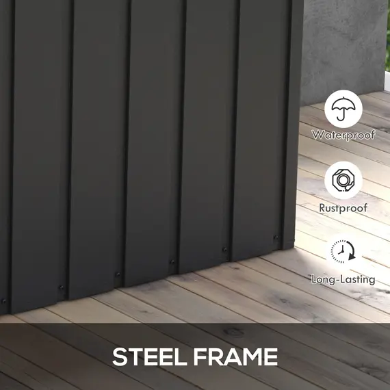 Buy 450L Galvanised Steel Garden Storage Box, with Wheels - Dark Grey, 5 image