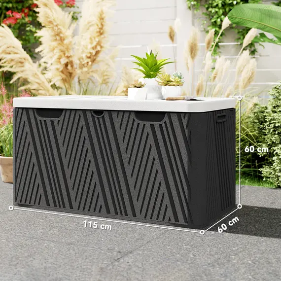 Buy 380L Waterproof Outdoor Storage Box, with Lockable Lid - Black, 3 image