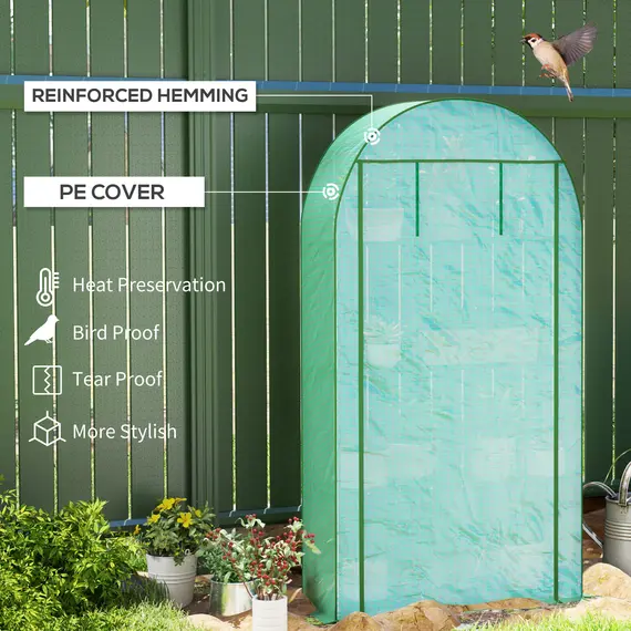 Buy 4 Tier Mini Greenhouse with Reinforced PE Cover, Portable Small Greenhouse with Roll-Up Door, 105 x 45 x 160cm, Green, 4 image