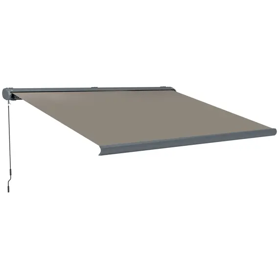 Buy 4 x 3(m) Full Cassette Electric Awning with Remote Controller, Aluminium Frame DIY Retractable Garden Awning, UPF50+ Sun Shade Canopy for Deck Door Window, Light Grey