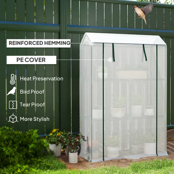 Buy 40 x 100cm Three Shelf Steel Frame Greenhouse - White, 5 image