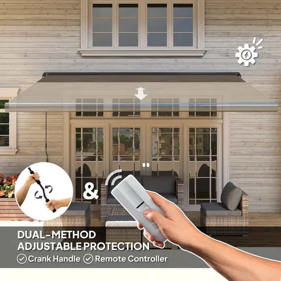Buy 4 x 3(m) Full Cassette Electric Awning with Remote Controller, Aluminium Frame DIY Retractable Garden Awning, UPF50+ Sun Shade Canopy for Deck Door Window, Light Grey, 4 image