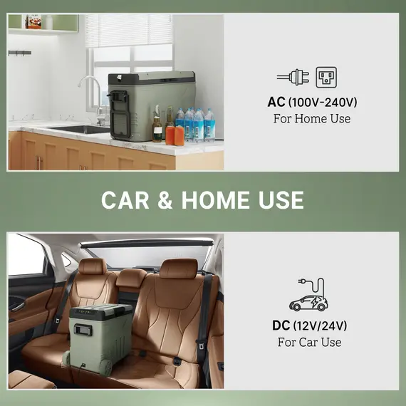 Buy 45L Camping Fridge Freezer Dual Zone, Portable Car Fridge 12V/24V DC & 100-240V AC, Electric Cool Box -20„ƒ-20„ƒ with Wheels and LED Light, for Travel, RV, Road Trip, Picnic, 5 image