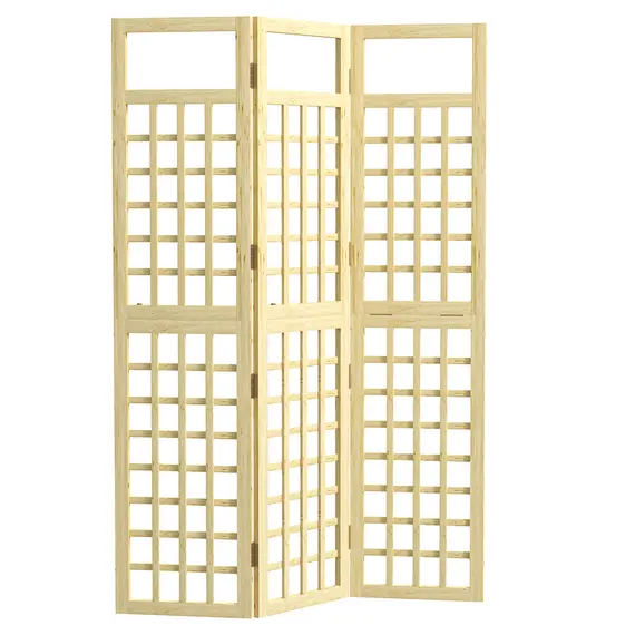 Buy 3-Panel Garden Privacy Screen, Freestanding Foldable Wooden Outdoor Divider/Trellis, Decorative Privacy Screen for Garden Patio Pool, 120 x 170 cm, Natural Wood Finish