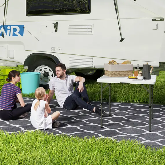 Buy 3ft Folding Camping Table, Heavy Duty Picnic Table with 2 Adjustable Height for Indoor Outdoor Garden, Party, BBQ, White, 2 image