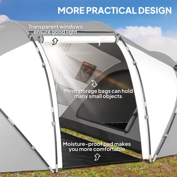 Buy 4-6 Man UV Protection Camping Tent - Charcoal Grey and White, 6 image