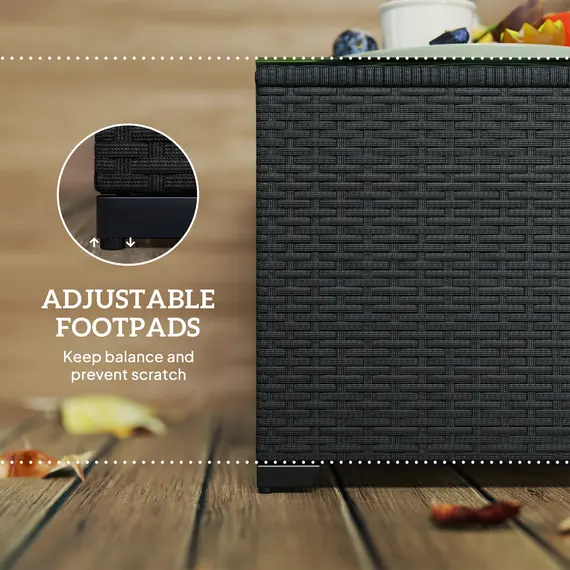 Buy 62 x 62cm Glass-Top Rattan Side Table - Dark Grey, 7 image