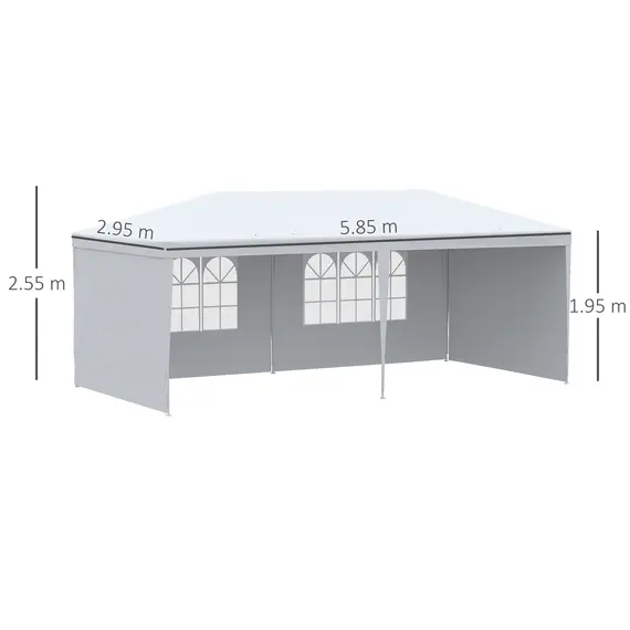 Buy 6 x 3 m Party Tent Gazebo Marquee Outdoor Patio Canopy Shelter with Windows and Side Panels White, 3 image