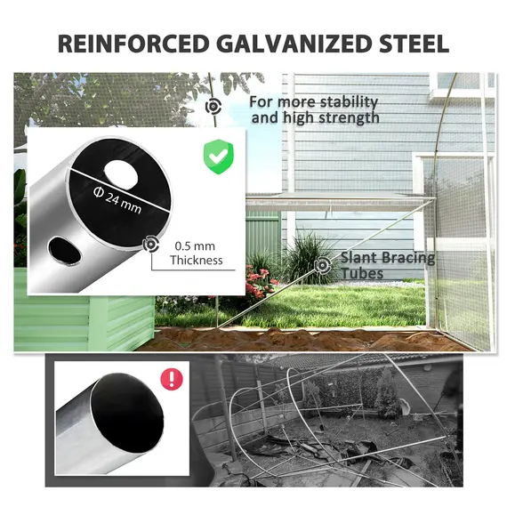 Buy 6 x 3 x 2m Walk-in Polytunnel Greenhouse, Zipped Roll Up Sidewalls, Mesh Door, 8 Mesh Windows, Tunnel Warm House Tent with PE Cover, Complimentary Plant Labels and Gloves, White, 6 image