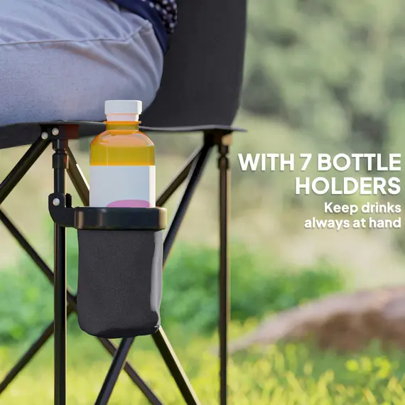 Buy 6 Seater Folding Camping Chair with Cup Holder & Carry Bag - Charcoal Grey, 5 image