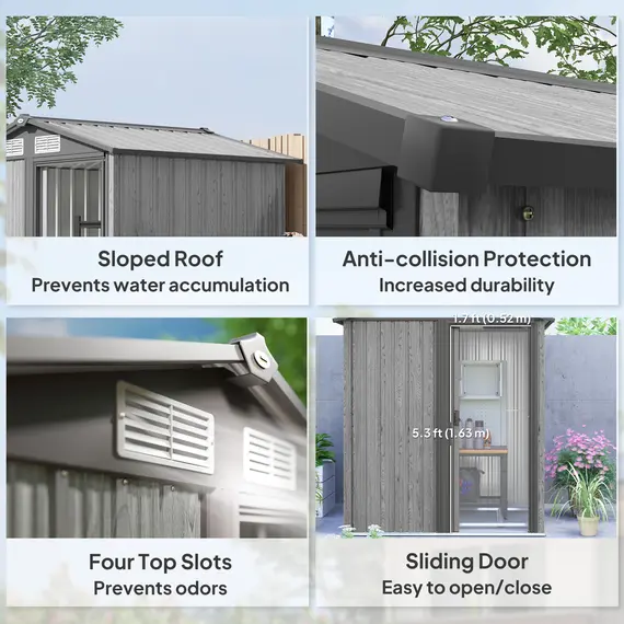 Buy 5ft x 4.3ft Outdoor Garden Storage Shed - Grey Wood Effect, 6 image