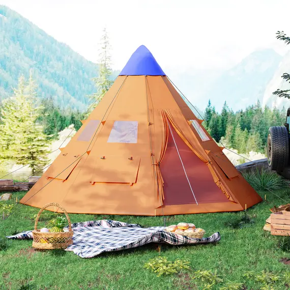 Buy 6 Men Tipi Tent with Carry Bag - Orange, 8 image