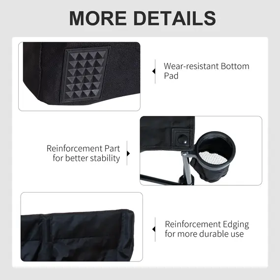 Buy 6 Seater Folding Camping Chair with Cup Holder & Carry Bag - Black, 6 image