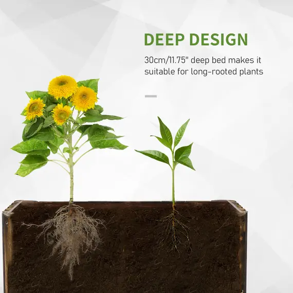 Buy 52L Raised Flower Bed Wooden Rectangular Planter Container Box Herb Pot Flower Pot 78L x 35W x 30H (cm), 6 image