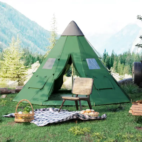 Buy 6 Men Tipi Tent with Carry Bag - Green, 8 image