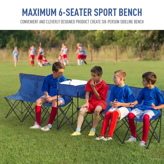 Buy 6 Seat Folding Sports Bench Portable Sports Team Bench Spectator Chair with Cooler Bag and Carrying Bag for Outdoor Picnic Camping - Blue, 6 image