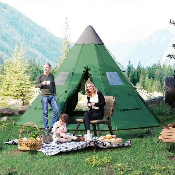 Buy 6 Men Tipi Tent with Carry Bag - Green, 2 image