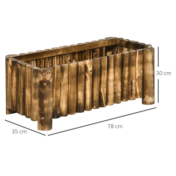 Buy 52L Raised Flower Bed Wooden Rectangular Planter Container Box Herb Pot Flower Pot 78L x 35W x 30H (cm), 3 image