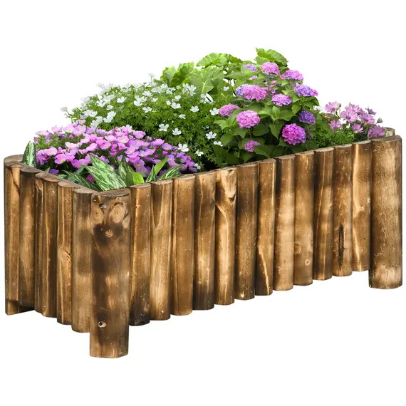 Buy 52L Raised Flower Bed Wooden Rectangular Planter Container Box Herb Pot Flower Pot 78L x 35W x 30H (cm)