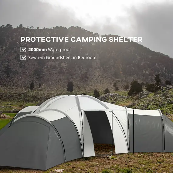 Buy 6-9 Man Tent with Bedrooms and Living Room, Accessories Included, Dark Grey, 5 image