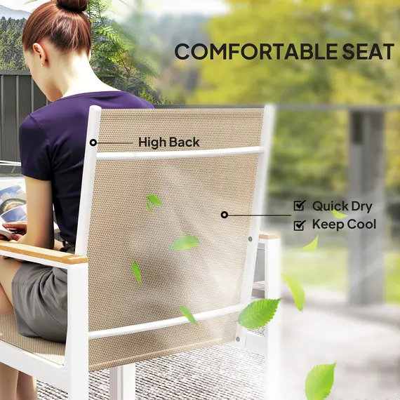 Buy 5 Piece Garden Furniture Set with 4 Armchairs and Tempered Glass Table Top, for Deck, Balcony, 6 image