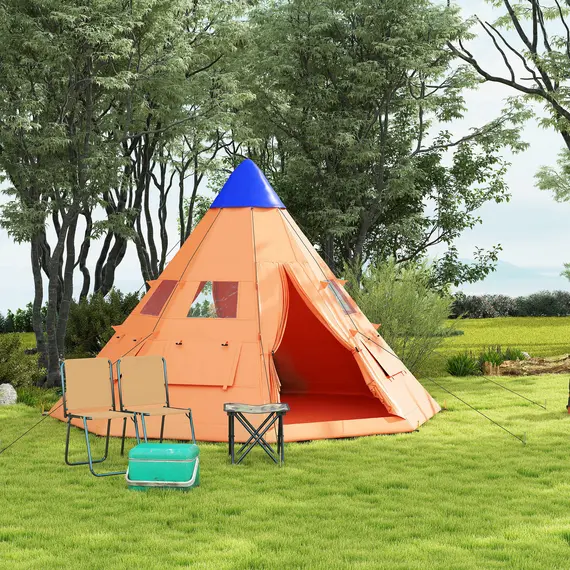 Buy 6 Men Tipi Tent with Carry Bag - Orange, 9 image