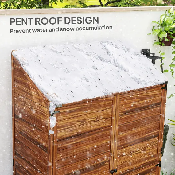 Buy 59 x 103.5 cm Two-Tier Wooden Garden Shed - Brown, 6 image