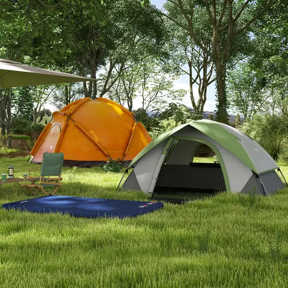 Buy Camping Tent with Inflatable Mattress, 2-3 Person Dome Tent with Air Bed and Sewn-in Groundsheet, Portable 3000mm Waterproof Tent with Carry Bag and Hook, for Fishing Hiking, 2 image