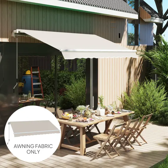 Buy Awning Replacement Canopy, Water Resistant UPF 50+ Sun Shade Cover for 3 x 2.5 m Garden Awning (Fabric Only), Cream White, 2 image