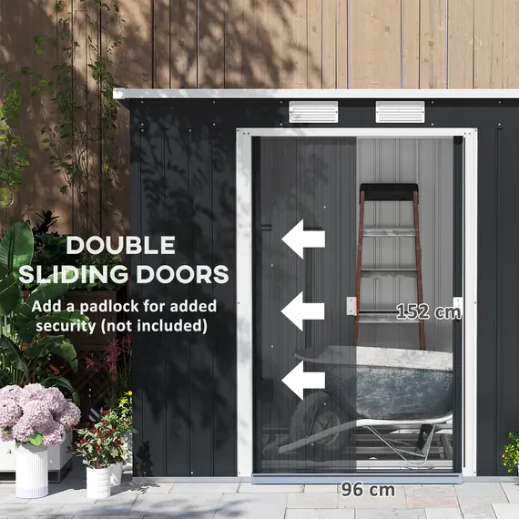 Buy Galvanised Steel Garden Shed, with Foundation Kit 7 x 4ft - Dark Grey, 5 image