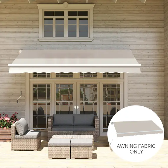 Buy Awning Replacement Canopy, Water Resistant UPF 50+ Sun Shade Cover for 3 x 2.5 m Garden Awning (Fabric Only), Cream White, 8 image