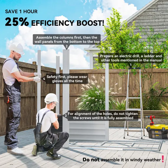 Buy 7 x 4ft Garden Shed, Easy to Assemble, Upgraded Galvanised Steel Frame with Foundation Kit, Double Doors with Lock, Outdoor Metal Shed with Vents and Gloves, Garden Storage Shed, Dark Grey, 4 image