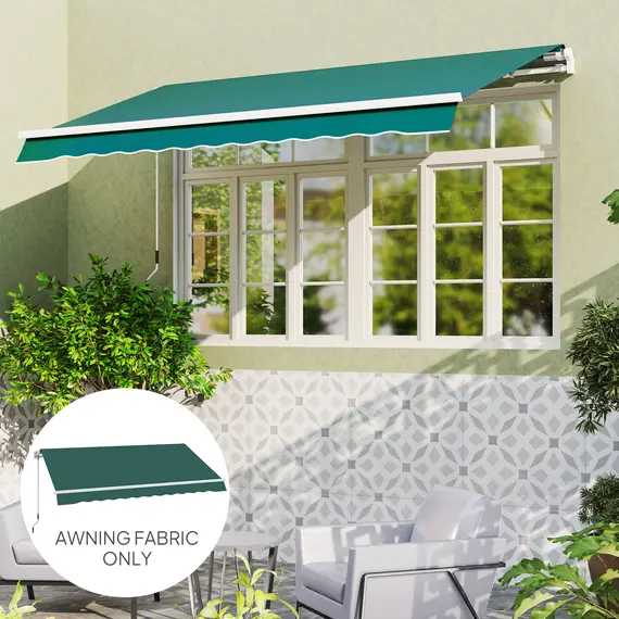 Buy Awning Replacement Canopy, Water Resistant UPF 50+ Sun Shade Cover for 3 x 2.5 m Garden Awning (Fabric Only), Green, 7 image