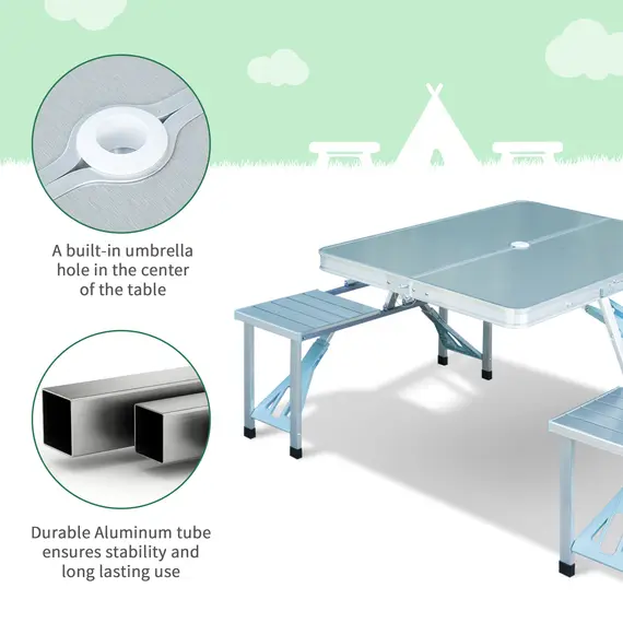 Buy Aluminum Portable Picnic Table Chair Set, 4 image