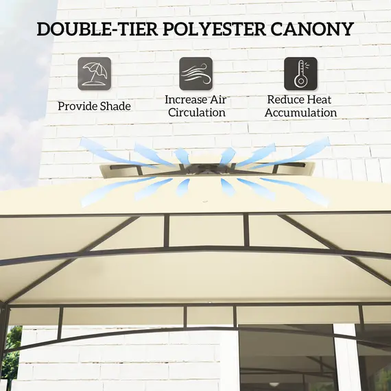 Buy 8' x 5' Grill Gazebo Canopy, Double Tiered Outdoor BBQ Gazebo Shelter with 2 Side Shelves, Storage Baskets, Hook for Garden, Patio, Barbecue, Picnic, Beige, 4 image