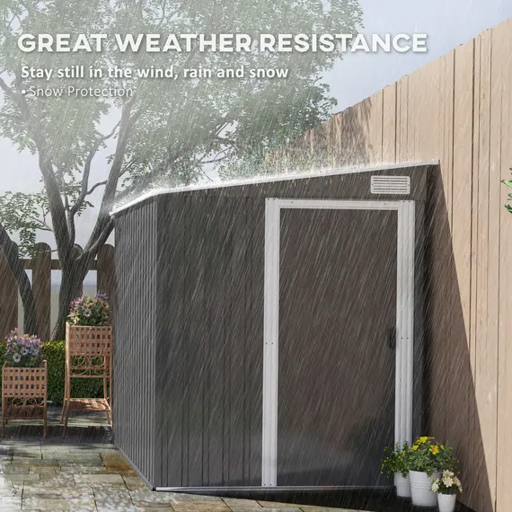 Buy 7 x 5ft Galvanised Metal Shed, with Sliding Door - Dark Grey, 6 image